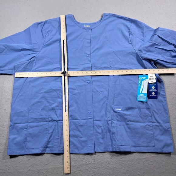 Landau‎ Scrubs Long Sleeve 4 Pocket Blue Button Up 5XL Medical Hospital NWT - Picture 2 of 7